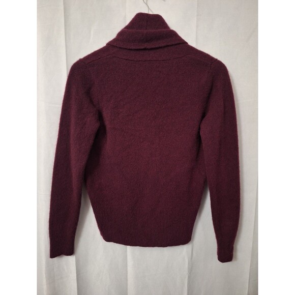 Ann Taylor 100% Cashmere Sweater Medium Burgundy Shawl Collar Drape Front Soft - Picture 3 of 10